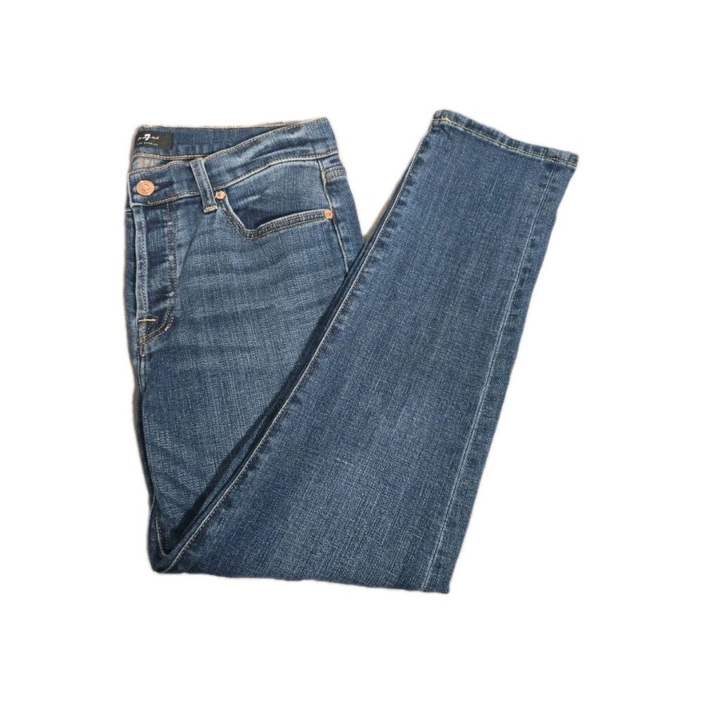 7‎ For All Mankind Womens Stretch Jeans 30x26 Medium Blue Straight Leg. 030